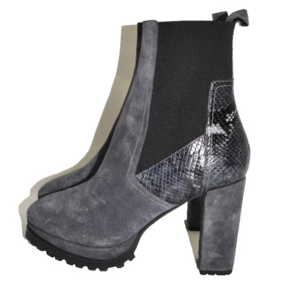 $400 ALLSAINTS SAHARA BOOTIE CHELSEA LUGG HEEL PLATFORM SNAKE GREY 39 (MG8) - Picture 5 of 8